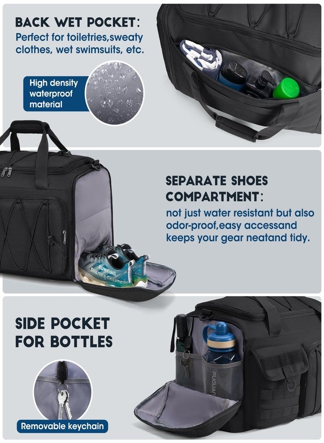 SDYSM Gym Bag for Men 45L Sports Duffel Bags 3-in-1 Travel Duffel Bag with Shoe Compartment, Gym Workout Backpack Carry On Weekender Bag Overnight Bag for Travel, Black - Image 5